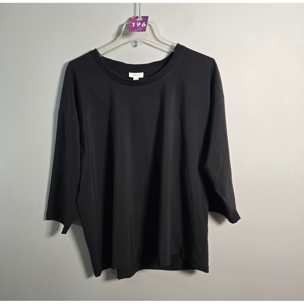 J.Jill Fit Womens Top Black 3/4 Sleeve Crew Neck Activewear Modest Size Medium